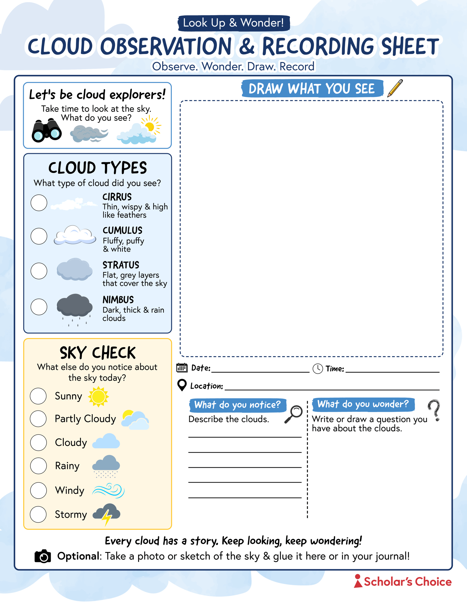 Cloud observation sheet_printable pic