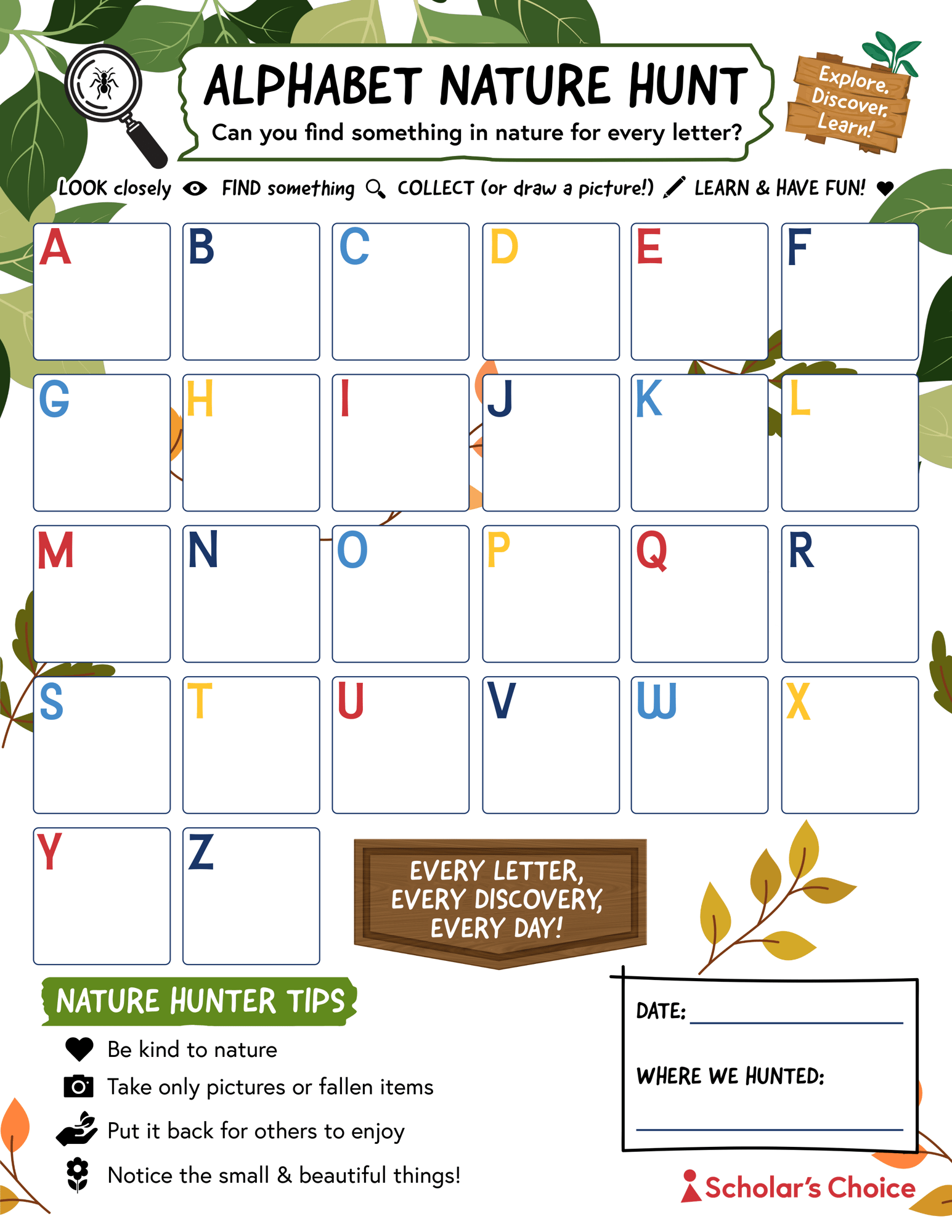 alphabet nature hunt_printable