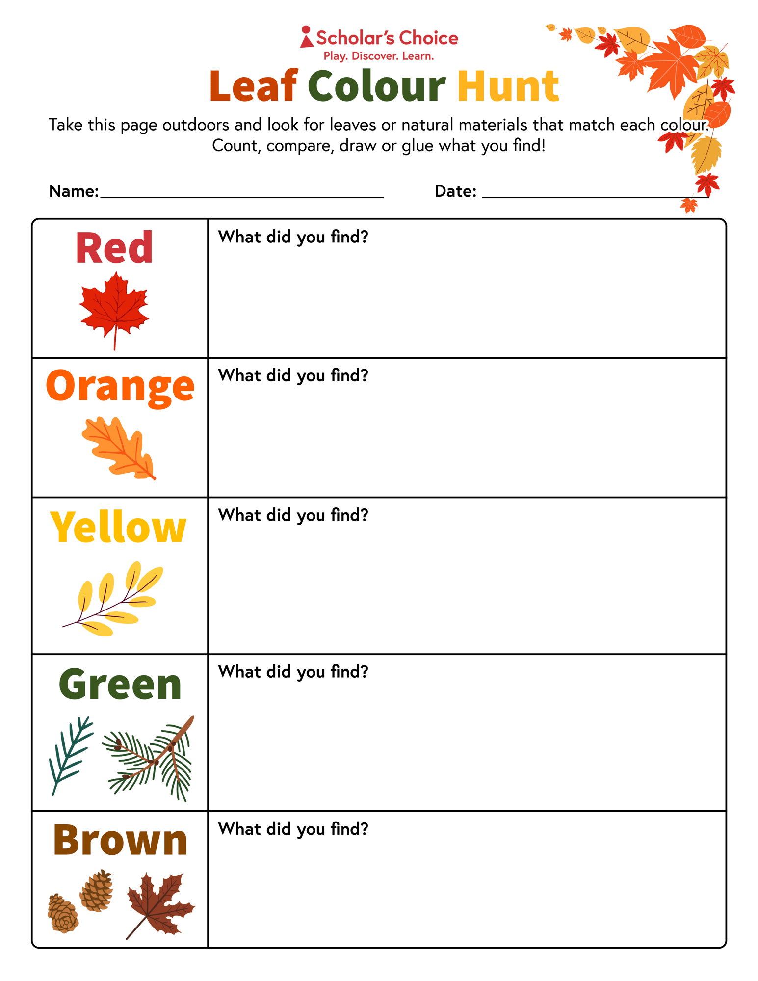 leaf colour hunt_printable
