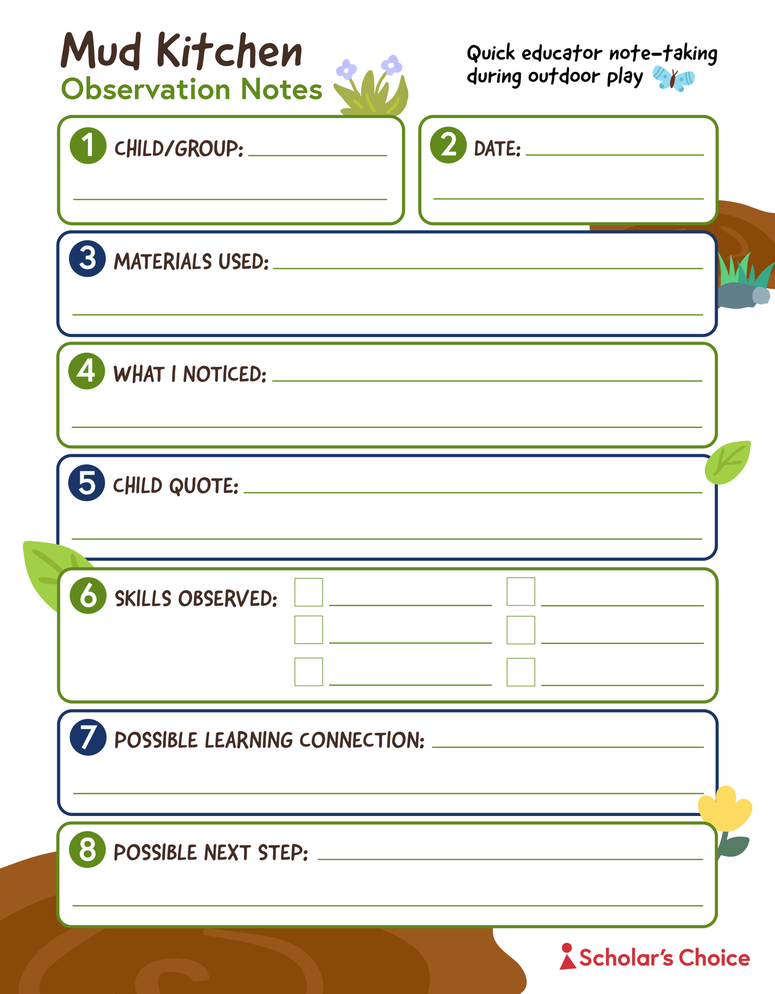 mud kitchen observation notes_printable