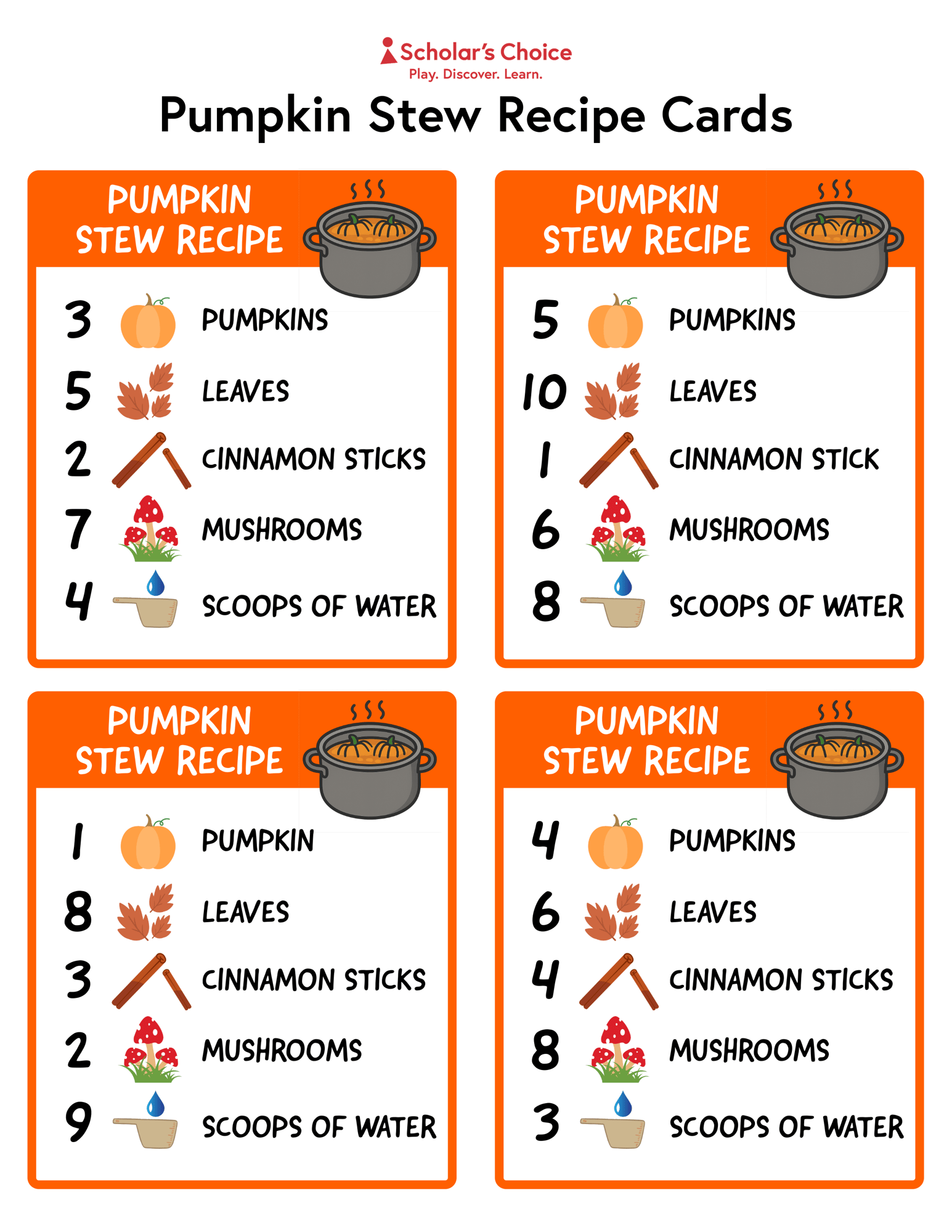 pumpkin stew recipe cards_printable