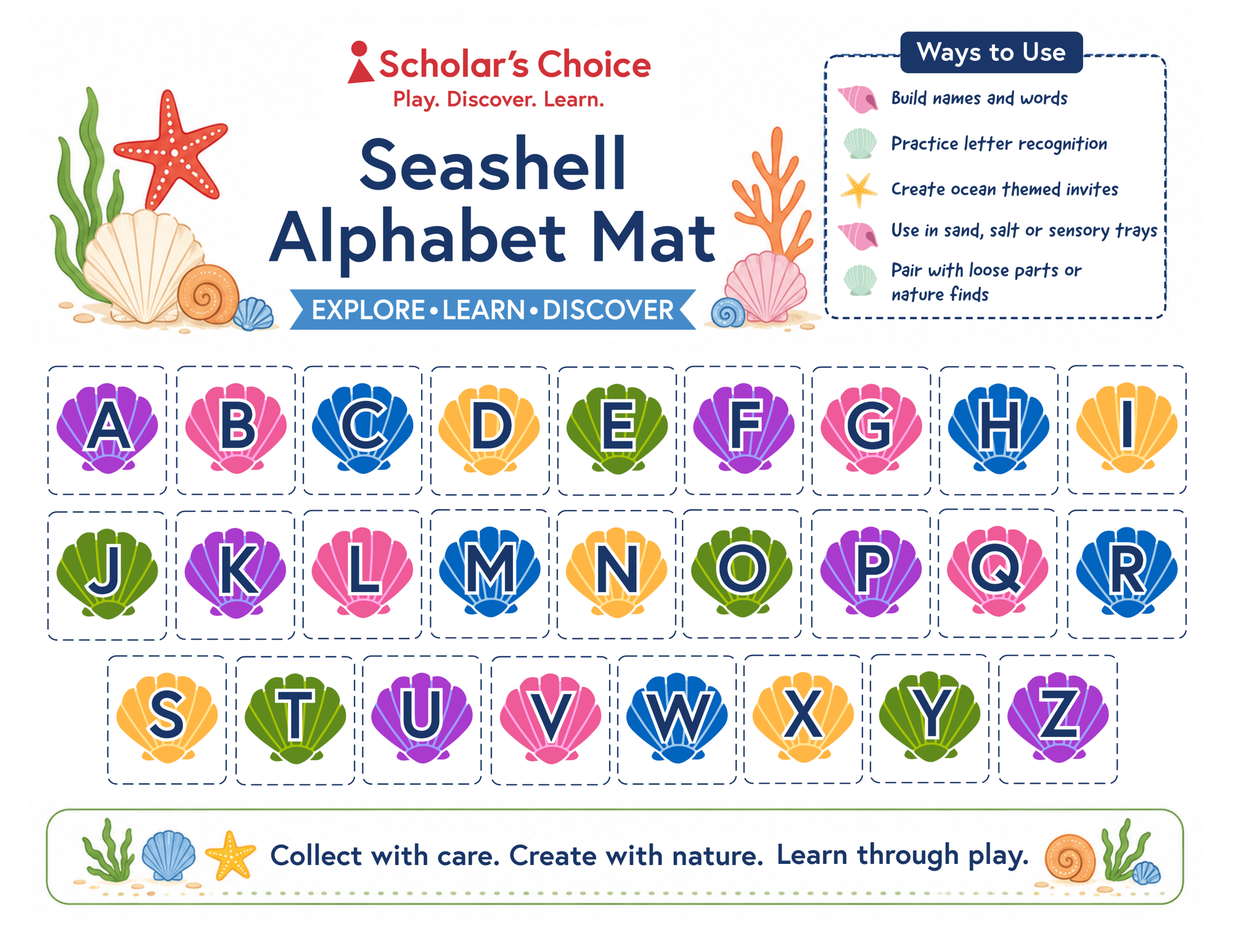 seashell alphabet mat_printable