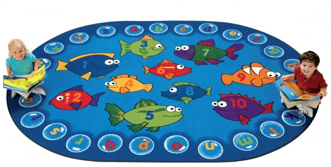  The  Fishing For Literacy  rug includes both letters and numbers, so children can practice counting and sorting using the colourful fish!  