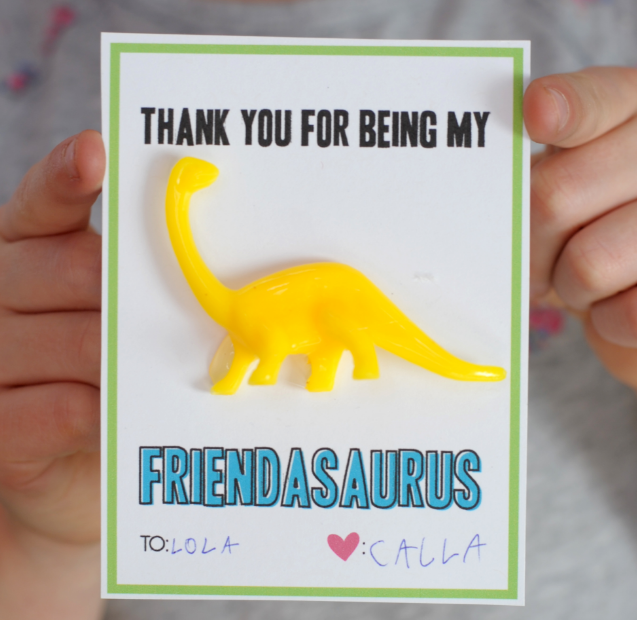  Find the free printable  here  and pick up some cute mini dinosaurs  here .  